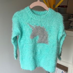Cat and Jack Aqua Blue Unicorn Sweater Size 2T